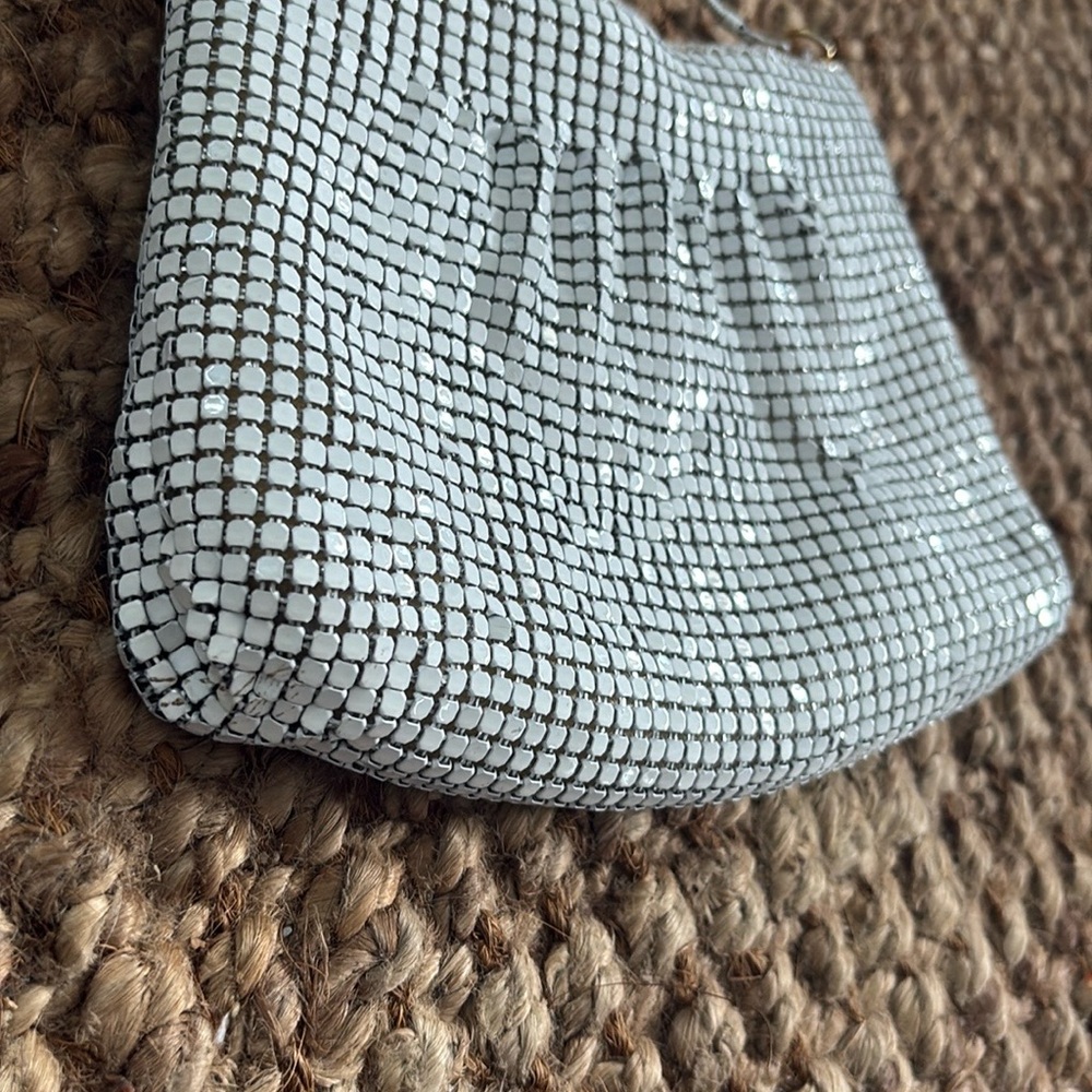 Elegant White Mesh Clutch